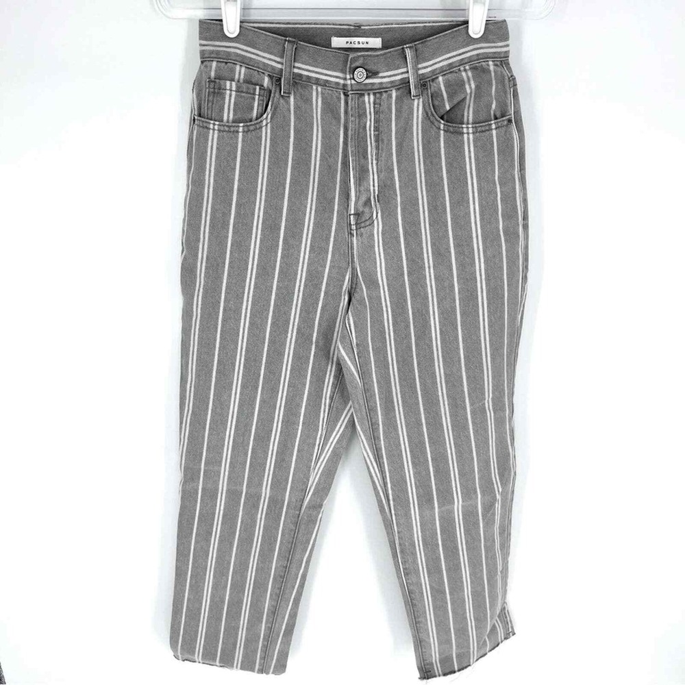PacSun Gray Double Stripe High Waisted Straight Leg Jeans‎ 27